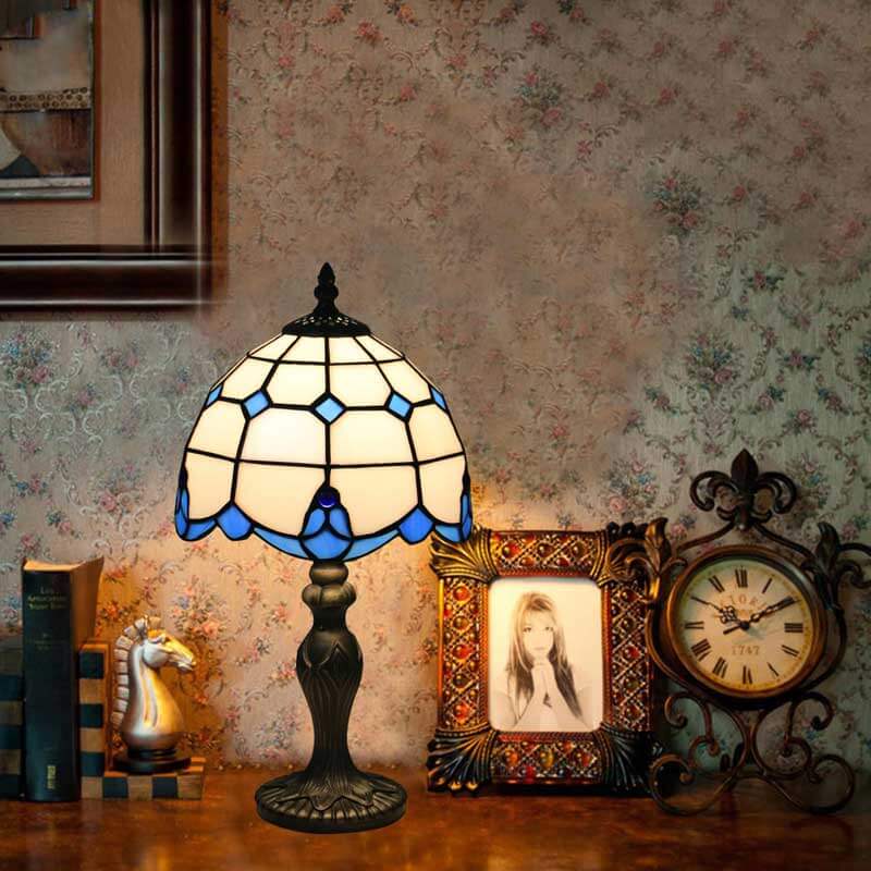 8" Tiffany Style Table Lamp, Sunflower Stained Glass Lamp