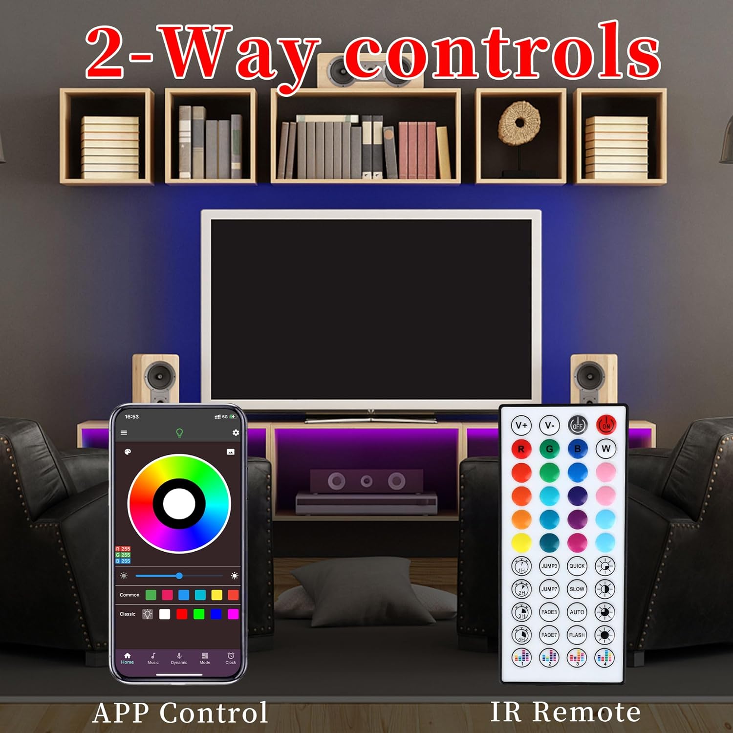 LED Lights for Bedroom, 25FT RGB LED Strip Lights with 44 Keys IR Remote - YouWei Trade